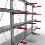 K 3000 Komplettregal, einseitig, 2500 x 3900 x 600 mm, RAL 7001 / RAL 3000, 5 Lagerebenen