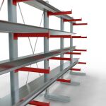 K 3000 Komplettregal, einseitig, 2500 x 5200 x 600 mm, RAL 7001 / RAL 3000, 5 Lagerebenen