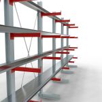 K 3000 Komplettregal, einseitig, 2500 x 6500 x 500 mm, RAL 7001 / RAL 3000, 5 Lagerebenen