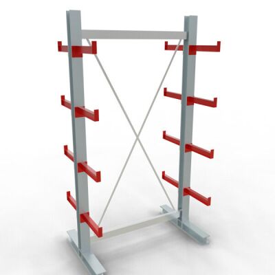 K 3000 Komplettregal, doppelseitig, 2500 x 1300 x 400 mm, RAL 7001 / RAL 3000, 5 Lagerebenen