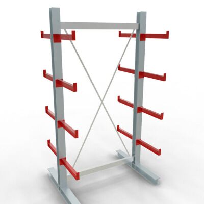 K 3000 Komplettregal, doppelseitig, 2500 x 1300 x 500 mm, RAL 7001 / RAL 3000, 5 Lagerebenen