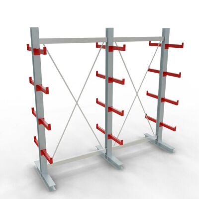 K 3000 Komplettregal, doppelseitig, 2500 x 2600 x 400 mm, RAL 7001 / RAL 3000, 5 Lagerebenen