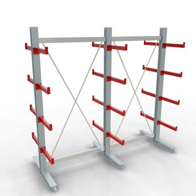 K 3000 Komplettregal, doppelseitig, 2500 x 2600 x 500 mm, RAL 7001 / RAL 3000, 5 Lagerebenen