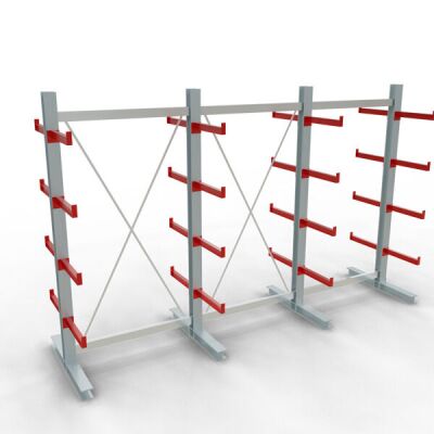 K 3000 Komplettregal, doppelseitig, 2500 x 3900 x 500 mm, RAL 7001 / RAL 3000, 5 Lagerebenen