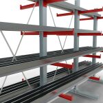 K 3000 Komplettregal, doppelseitig, 2500 x 3900 x 600 mm, RAL 7001 / RAL 3000, 5 Lagerebenen