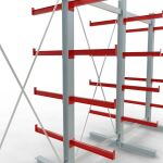 K 3000 Komplettregal, doppelseitig, 2500 x 3900 x 600 mm, RAL 7001 / RAL 3000, 5 Lagerebenen