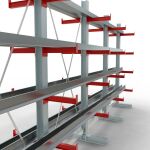 K 3000 Komplettregal, doppelseitig, 2500 x 5200 x 400 mm, RAL 7001 / RAL 3000, 5 Lagerebenen