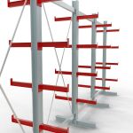 K 3000 Komplettregal, doppelseitig, 2500 x 5200 x 400 mm, RAL 7001 / RAL 3000, 5 Lagerebenen