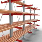 K 3000 Komplettregal, doppelseitig, 2500 x 5200 x 500 mm, RAL 7001 / RAL 3000, 5 Lagerebenen