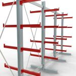 K 3000 Komplettregal, doppelseitig, 2500 x 5200 x 500 mm, RAL 7001 / RAL 3000, 5 Lagerebenen