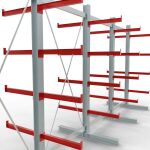 K 3000 Komplettregal, doppelseitig, 2500 x 5200 x 600 mm, RAL 7001 / RAL 3000, 5 Lagerebenen