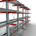 K 3000 Komplettregal, doppelseitig, 2500 x 6500 x 400 mm, RAL 7001 / RAL 3000, 5 Lagerebenen