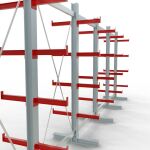 K 3000 Komplettregal, doppelseitig, 2500 x 6500 x 400 mm, RAL 7001 / RAL 3000, 5 Lagerebenen