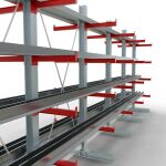 K 3000 Komplettregal, doppelseitig, 2500 x 6500 x 500 mm, RAL 7001 / RAL 3000, 5 Lagerebenen