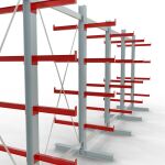 K 3000 Komplettregal, doppelseitig, 2500 x 6500 x 500 mm, RAL 7001 / RAL 3000, 5 Lagerebenen