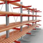 K 3000 Komplettregal, doppelseitig, 2500 x 6500 x 600 mm, RAL 7001 / RAL 3000, 5 Lagerebenen