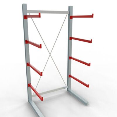 K 6000 Komplettregal, einseitig, 3000 x 1500 x 1000 mm, RAL 7001 / RAL 3000, 5 Lagerebenen