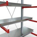 K 6000 Komplettregal, einseitig, 3000 x 1500 x 1000 mm, RAL 7001 / RAL 3000, 5 Lagerebenen