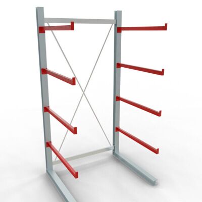 K 6000 Komplettregal, einseitig, 3000 x 1500 x 1250 mm, RAL 7001 / RAL 3000, 5 Lagerebenen