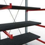 K 6000 Komplettregal, einseitig, 3000 x 1500 x 1250 mm, RAL 7001 / RAL 3000, 5 Lagerebenen