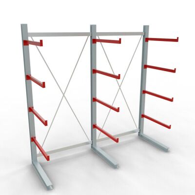 K 6000 Komplettregal, einseitig, 3000 x 3000 x 1000 mm, RAL 7001 / RAL 3000, 5 Lagerebenen