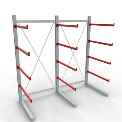 K 6000 Komplettregal, einseitig, 3000 x 3000 x 1250 mm, RAL 7001 / RAL 3000, 5 Lagerebenen