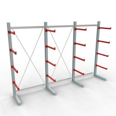 K 6000 Komplettregal, einseitig, 3000 x 4500 x 750 mm, RAL 7001 / RAL 3000, 5 Lagerebenen