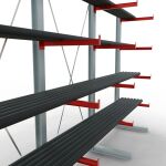 K 6000 Komplettregal, einseitig, 3000 x 4500 x 750 mm, RAL 7001 / RAL 3000, 5 Lagerebenen