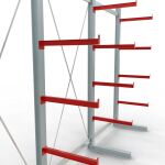 K 6000 Komplettregal, einseitig, 3000 x 4500 x 750 mm, RAL 7001 / RAL 3000, 5 Lagerebenen