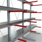 K 6000 Komplettregal, einseitig, 3000 x 4500 x 1000 mm, RAL 7001 / RAL 3000, 5 Lagerebenen