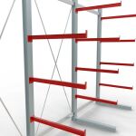 K 6000 Komplettregal, einseitig, 3000 x 4500 x 1000 mm, RAL 7001 / RAL 3000, 5 Lagerebenen