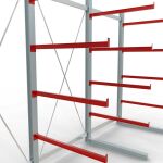 K 6000 Komplettregal, einseitig, 3000 x 4500 x 1250 mm, RAL 7001 / RAL 3000, 5 Lagerebenen