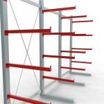 K 6000 Komplettregal, einseitig, 3000 x 6000 x 1000 mm, RAL 7001 / RAL 3000, 5 Lagerebenen