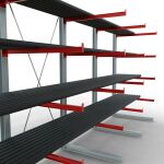 K 6000 Komplettregal, einseitig, 3000 x 6000 x 1250 mm, RAL 7001 / RAL 3000, 5 Lagerebenen