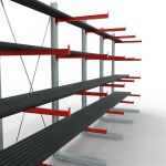 K 6000 Komplettregal, einseitig, 3000 x 7500 x 1000 mm, RAL 7001 / RAL 3000, 5 Lagerebenen