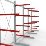 K 6000 Komplettregal, einseitig, 3000 x 7500 x 1000 mm, RAL 7001 / RAL 3000, 5 Lagerebenen