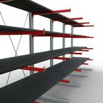 K 6000 Komplettregal, einseitig, 3000 x 7500 x 1250 mm, RAL 7001 / RAL 3000, 5 Lagerebenen