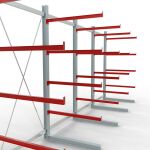 K 6000 Komplettregal, einseitig, 3000 x 7500 x 1250 mm, RAL 7001 / RAL 3000, 5 Lagerebenen