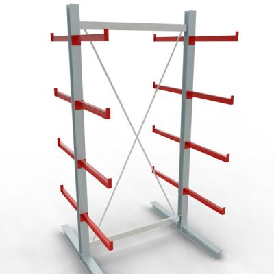 K 6000 Komplettregal, doppelseitig, 3000 x 1500 x 2x 750 mm, RAL 7001 / RAL 3000, 5 Lagerebenen