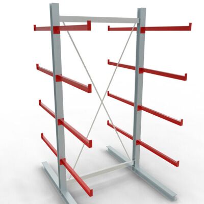 K 6000 Komplettregal, doppelseitig, 3000 x 1500 x 2x 1000 mm, RAL 7001 / RAL 3000, 5 Lagerebenen