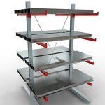 K 6000 Komplettregal, doppelseitig, 3000 x 1500 x 2x 1000 mm, RAL 7001 / RAL 3000, 5 Lagerebenen