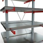 K 6000 Komplettregal, doppelseitig, 3000 x 1500 x 2x 1000 mm, RAL 7001 / RAL 3000, 5 Lagerebenen