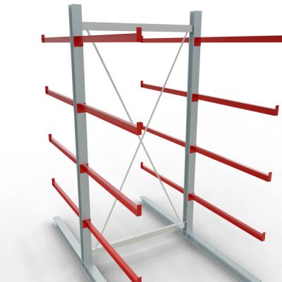 K 6000 Komplettregal, doppelseitig, 3000 x 1500 x 2x 1250 mm, RAL 7001 / RAL 3000, 5 Lagerebenen