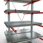 K 6000 Komplettregal, doppelseitig, 3000 x 1500 x 2x 1250 mm, RAL 7001 / RAL 3000, 5 Lagerebenen