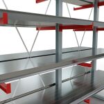 K 6000 Komplettregal, doppelseitig, 3000 x 3000 x 2x 750 mm, RAL 7001 / RAL 3000, 5 Lagerebenen