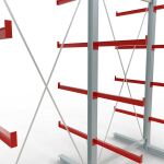 K 6000 Komplettregal, doppelseitig, 3000 x 3000 x 2x 750 mm, RAL 7001 / RAL 3000, 5 Lagerebenen