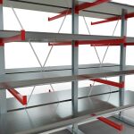 K 6000 Komplettregal, doppelseitig, 3000 x 3000 x 2x 1250 mm, RAL 7001 / RAL 3000, 5 Lagerebenen