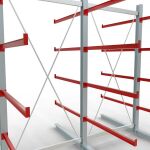 K 6000 Komplettregal, doppelseitig, 3000 x 3000 x 2x 1250 mm, RAL 7001 / RAL 3000, 5 Lagerebenen