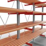 K 6000 Komplettregal, doppelseitig, 3000 x 4500 x 2x 750 mm, RAL 7001 / RAL 3000, 5 Lagerebenen