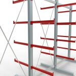 K 6000 Komplettregal, doppelseitig, 3000 x 4500 x 2x 750 mm, RAL 7001 / RAL 3000, 5 Lagerebenen